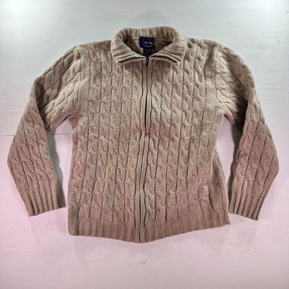 Allen Solly Womens Size XL‎ 80% Lambswool Full Zip Sweater Cable Knit Cream - Picture 1 of 7